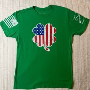 Grunt Style Green Clover American Flag Graphic Tee Mens Small